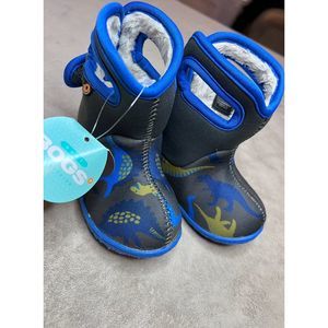 Bogs Cool Dinos Kid's Winter Boots, Dark Grey Multi, Sz 4, New In Box, Neoprene